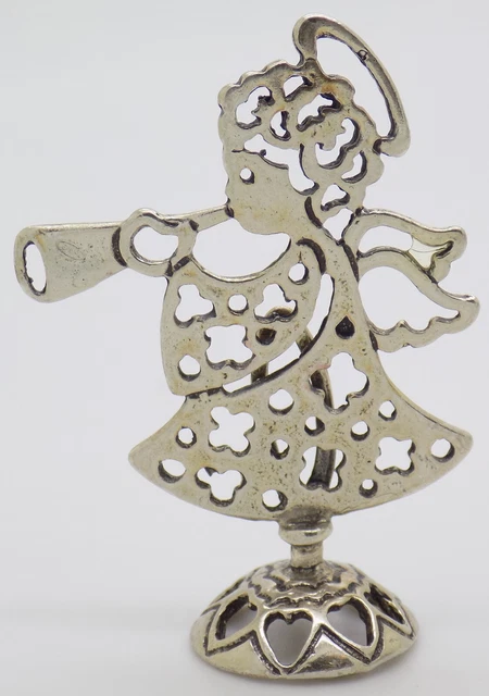 Vintage Italian Handmade Genuine Silver Angel Christmas Decoration Figurine