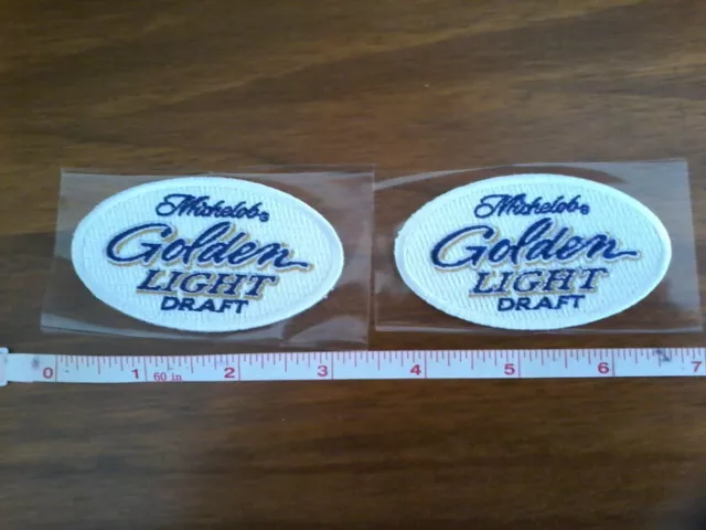 2 New Michelob Golden Light Draft Beer Iron On Patches Mich Golden 3" RARE