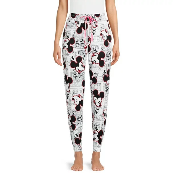 New Disney Mickey Minnie Mouse Women's Comic Strip Sleep Jogger Pants Sz L or 3X