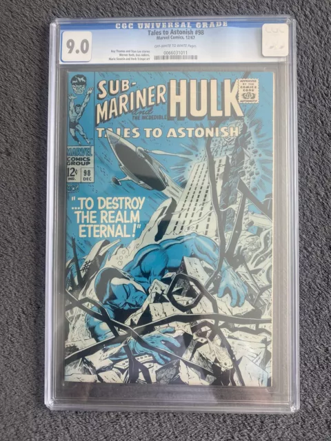 Tales to Astonish #98 : Sub-Mariner and the Incredible Hulk CGC 9.0