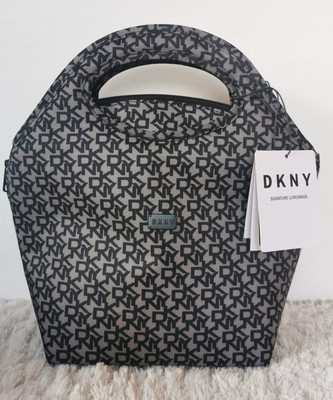 isolato, DKNY Nero & Marrone Monogramma Design Pranzo Tote Bag/Borsa fresco 