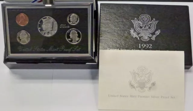 us mint premier silver proof sets  1992, 1993, 1994, & 1998