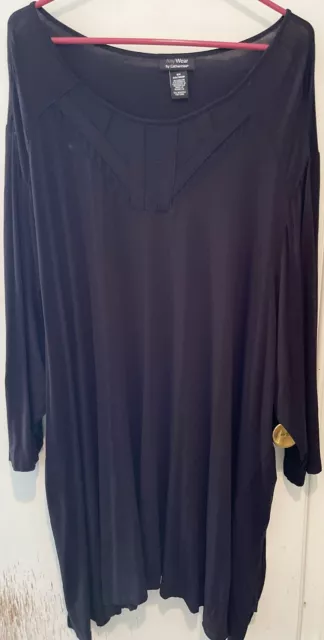 AnyWhere by Catherines Plus Size 5X 34/36W Shirt Top Black Gothic Tunic Blouse