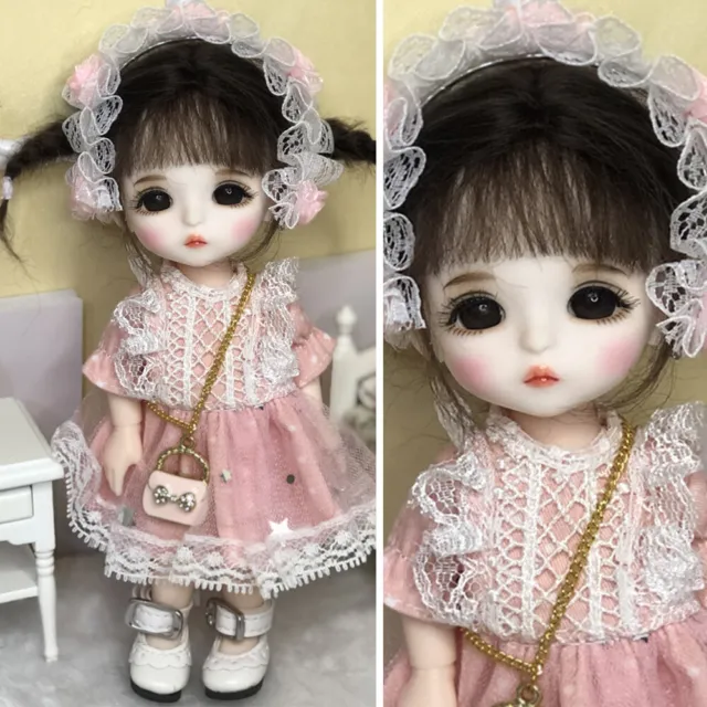 1/8 BJD Doll Gift for Kids 6inch Body + Eyes + Wig + Shoes + Clothes Girls Gift