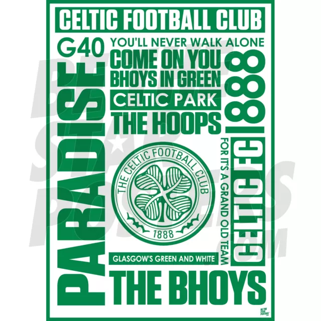 Celtic FC Word Poster PRODOTTO CON LICENZA UFFICIALE A4 A3 A2