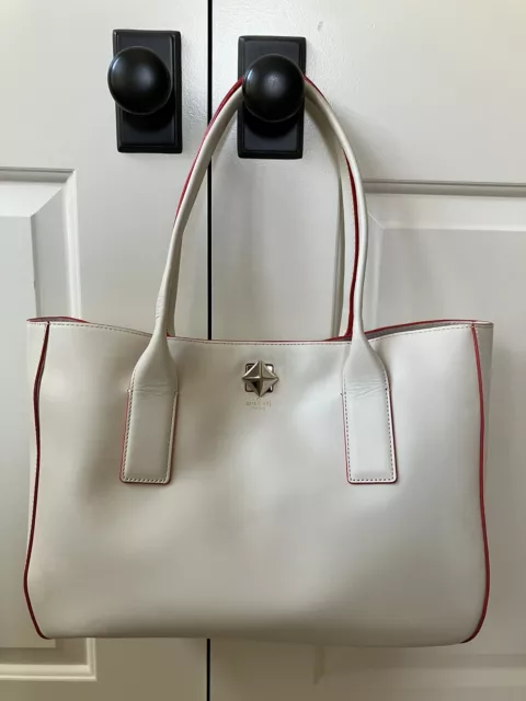 Kate Spade New York Large Leather Tote Hadley New Bond Street Clotted Cream NWT