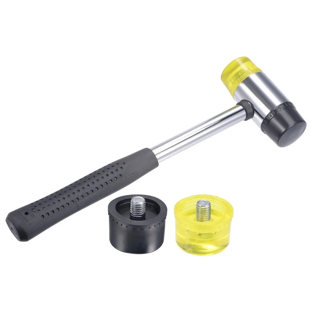 40mm Double-Faced Rubber Hammer with Soft/Hard Replacement Mallet Non-Slip Grip