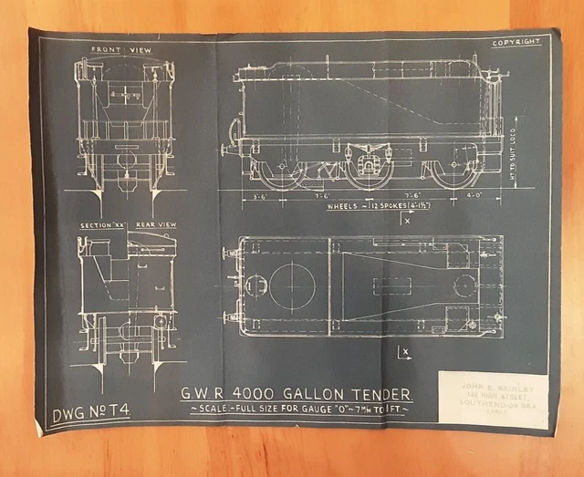 Drawing For Gwr 4000 Gallon Tender