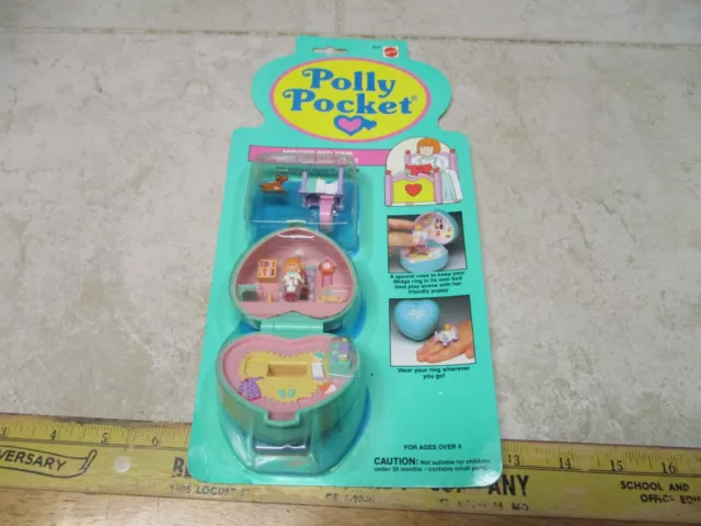 1991 Vintage Polly Pocket Bluebird Midge's Bedtime Ring and Ring Case COMPLETE