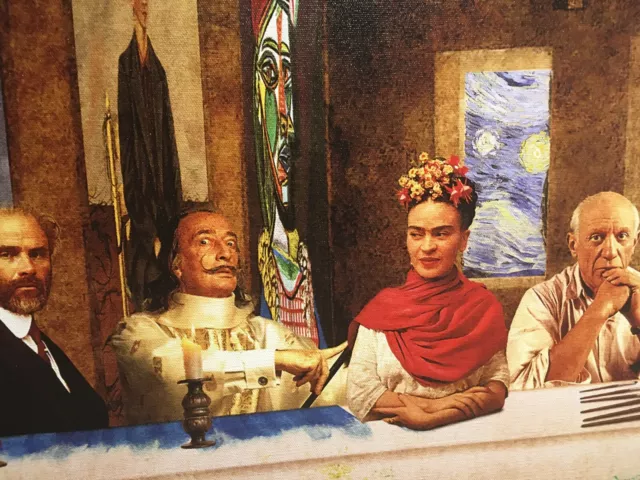 ‘ The Art Supper’ Canvas Print Of Dali, Klimt, Picasso,Kahlo, Warhol Artists Etc