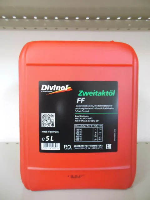 Divinol Zweitaktöl FF 5 Liter 2-Taktöl 2T Mischöl JASO FD 5 Liter Mofa Roller 5L