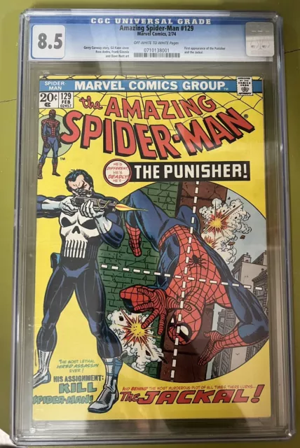 Amazing Spider-Man #129 CGC 8.5 1974 0710138001 1st Appearance Punisher, Jackal
