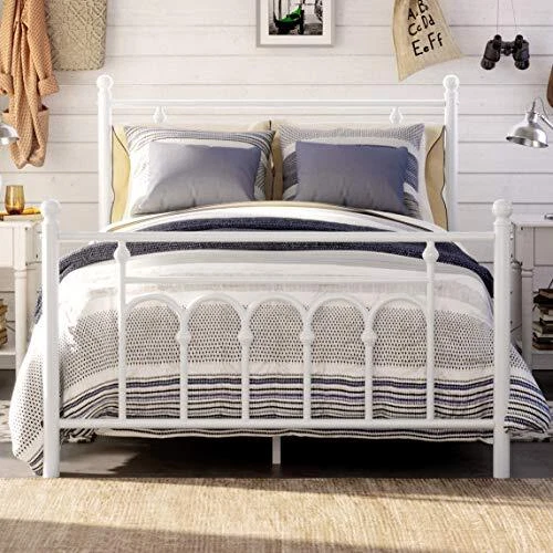 SIZE METAL BED Frame with Headboard, Footboard, No Box Spring Full