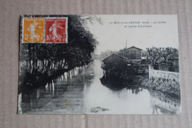 CPA - LE MESLE SUR SARTHE (Orne) la Sarthe and the power plant