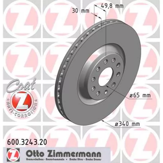 2 disques de frein Zimmermann 340 mm avant pour Audi Seat Skoda VW S3 1LC 1LJ 2
