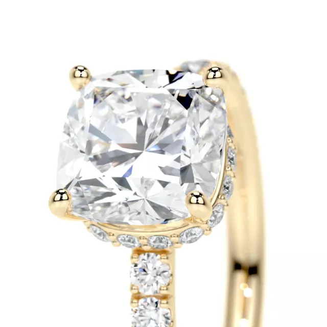 1.00 Ct IGI GIA Lab Grown Diamond Engagement Ring Cushion Cut 14K Yellow Gold