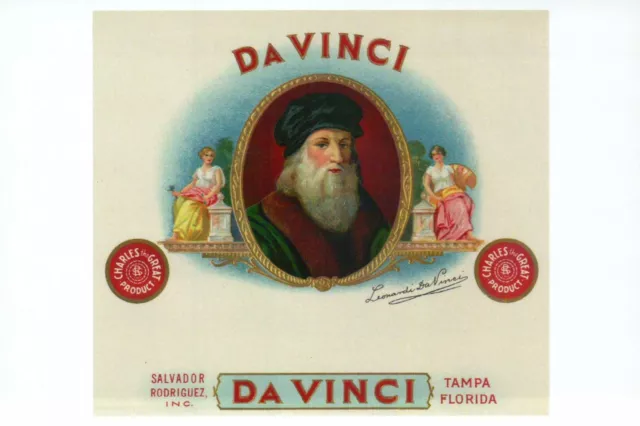 Leonardo da Vinci, Painter of Mona Lisa etc., Cigar Box Image -- Modern Postcard