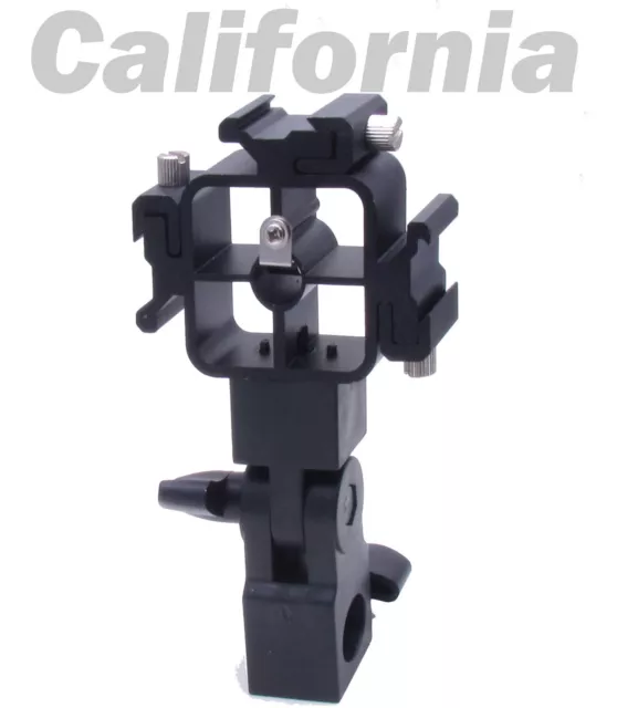 Tri-Hot Shoe Mount Flash Bracket Umbrella Holder for Nikon Canon Vivitar Metz