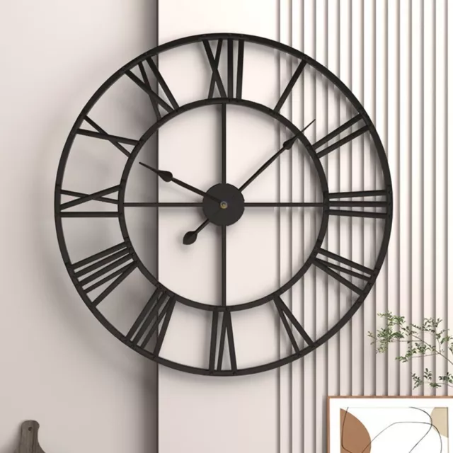 Wall Clocks Needle Numerals In/Outdoor Garden Metal Accurate Silent Hanging Deco