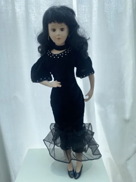Vintage Goth Girl China Doll Halloween Decor Gothic Wednesday Adam's Style Black