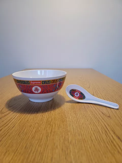 FW16 SUPREME Longevity Soup Bowl and Spoon White w/ Red Box Logo