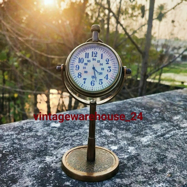 Uhr Messing Tischdeko Schreibtisch Nautisch Antik Vintage Uhr Maritim Top Marine