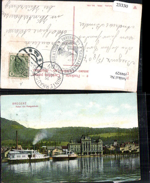 694929 Bregenz am Bodensee Hafen Dampfer k.K. Postamt