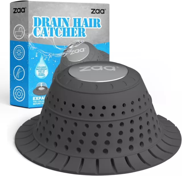 Bathtub Drain Hair Catcher Silicone Collapsible 1 Pack Drain Protector Black New