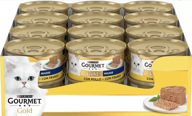 Purina Gourmet Gold Mousse Cibo Umido per Gatti con Tacchino, 24 Lattine da 85 g