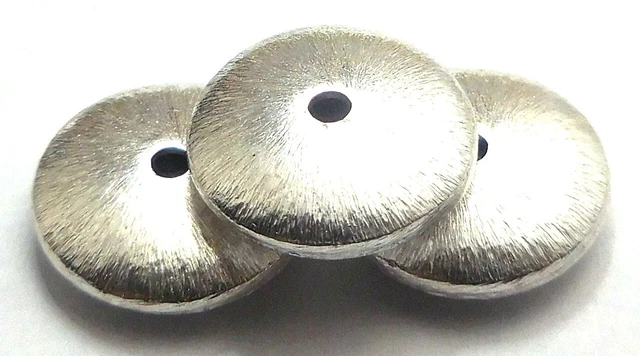 30 Pcs 14X4Mm Saucer Spacer Brushed Bead Sterling Silver Plated 112
