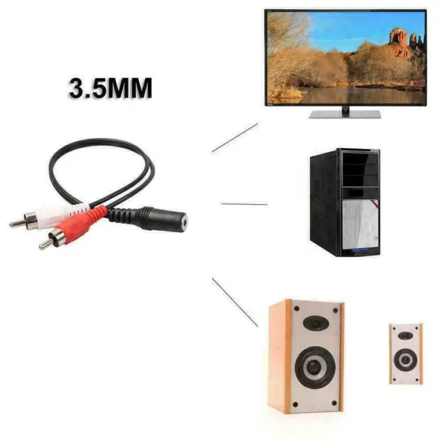 3.5mm1/8" Stereo Female to 2 Male RCA Jack Adapter AUX Y Audio Splitt X9K3