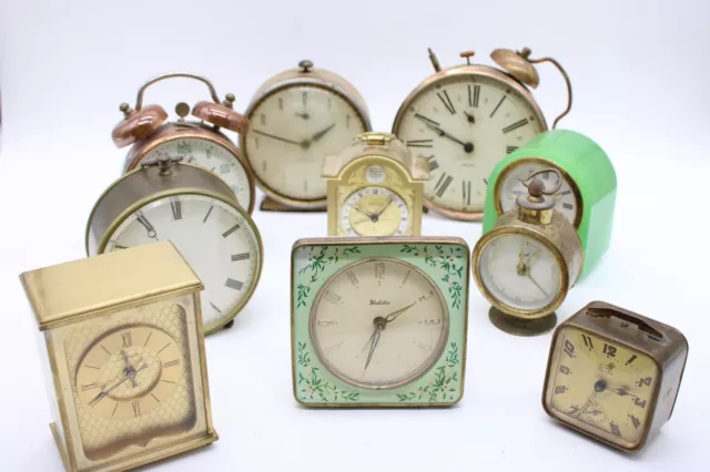 F x10 Antique/Vintage Bedside & Desk Clocks, Alarm Clocks