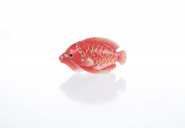 Poisson rouge boîte à bijoux fait à la main par Keren Kopal & cristaux