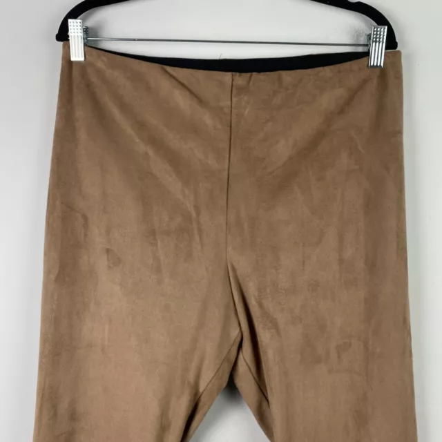 LYSSE Hi Waist Faux Suede Leggings Womens XL Brown High Rise 2