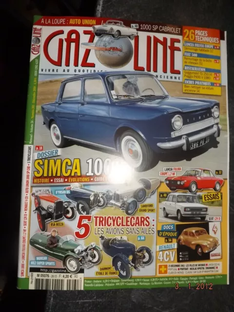 GC Revue Gazoline n°261 Simca 1000 / Tricyclecars / Seat 124 D / 4 CV / Fulvia