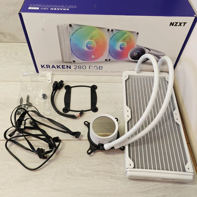 NOISY PUMP ! NO FANS ! NZXT Kraken 280 RGB White CPU Water Cooler 51.