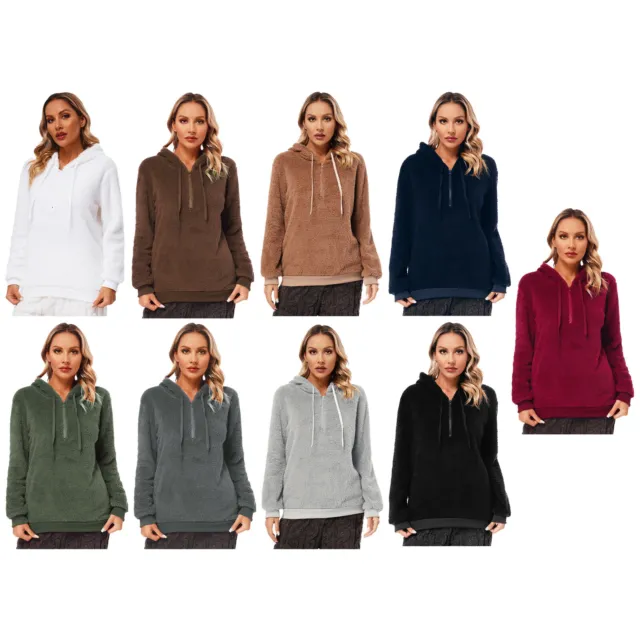 WOMENS TOPS DRAWSTRING Pullover Loose Hoodie Autumn Shirts Cozy