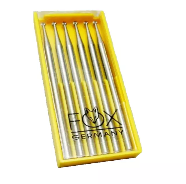 Fox Round Burs Fig1 Jewelers Ball Bur 008 Pack of 6 Jewelry Burs 0.8mm Germany