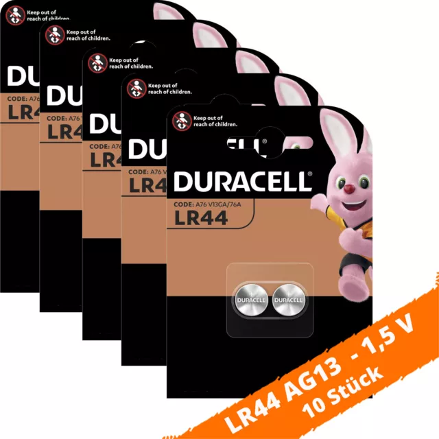 10 x Duracell LR44 AG13 Alkaline Knopfzelle 357 V13GA A76 LR1154 Uhrenbatterie