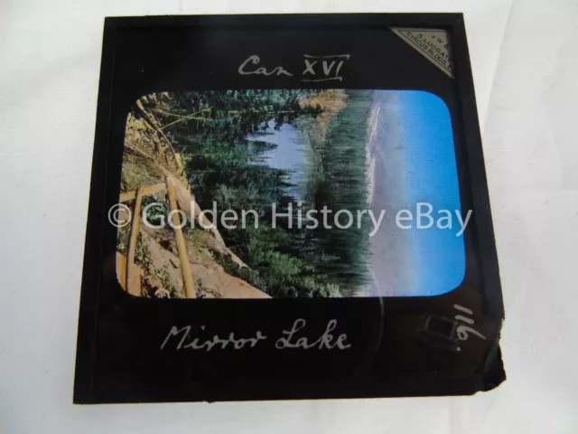 Antique Real Photograph Photo Glass Magic Lantern Slide Mirror Lake