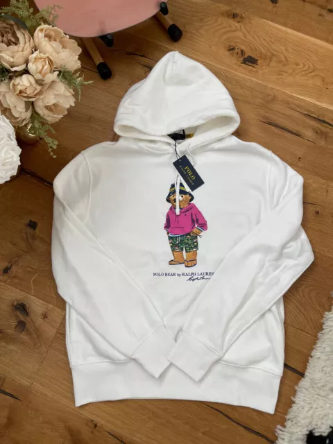 Polo RALPH LAUREN BEAR Hoodie Pullover Pullover UO Fischer weiß S M L XL XXL