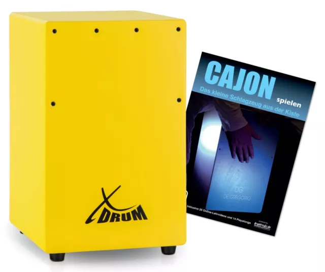 Cajon bambini giallo alti solo 36 cm in set con scuola cajon per principianti