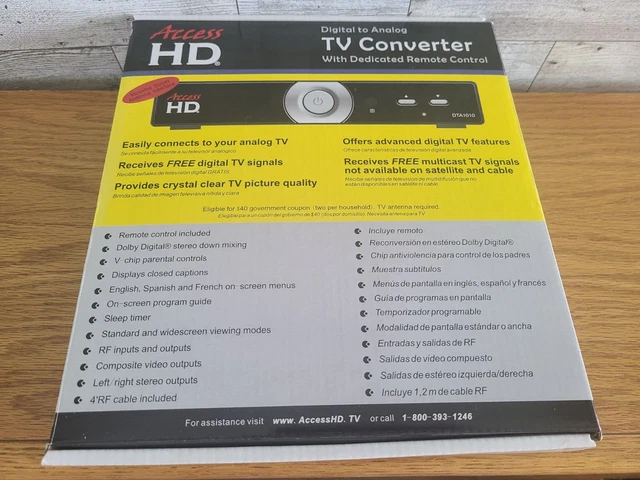 ACCESS HD Digital to Analog TV Converter Box DTA1010D with Dedicated Remote Cont