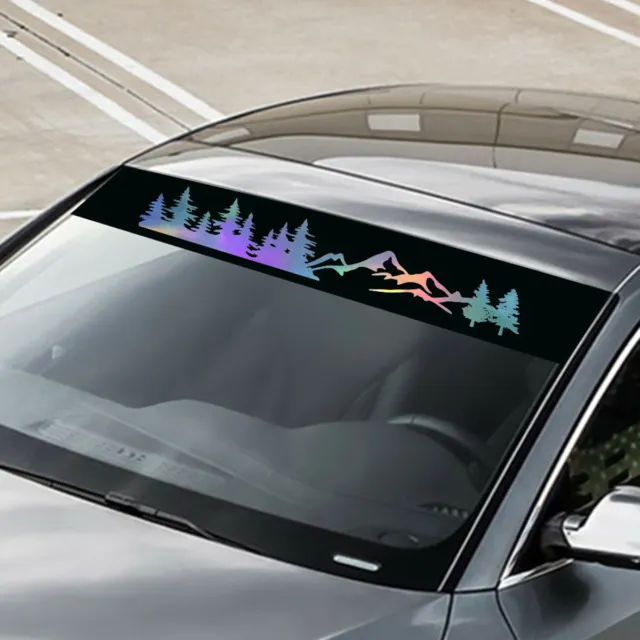 130X21CM Car Front Windshield Tree Mountain Graphics Sunshade Sticker PVC Decal
