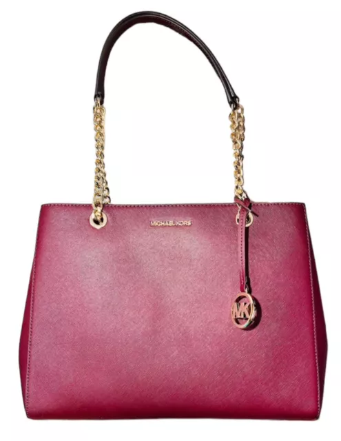 NWT MICHAEL KORS Susannah Large LEATHER Tote Color MERLOT Retails $358