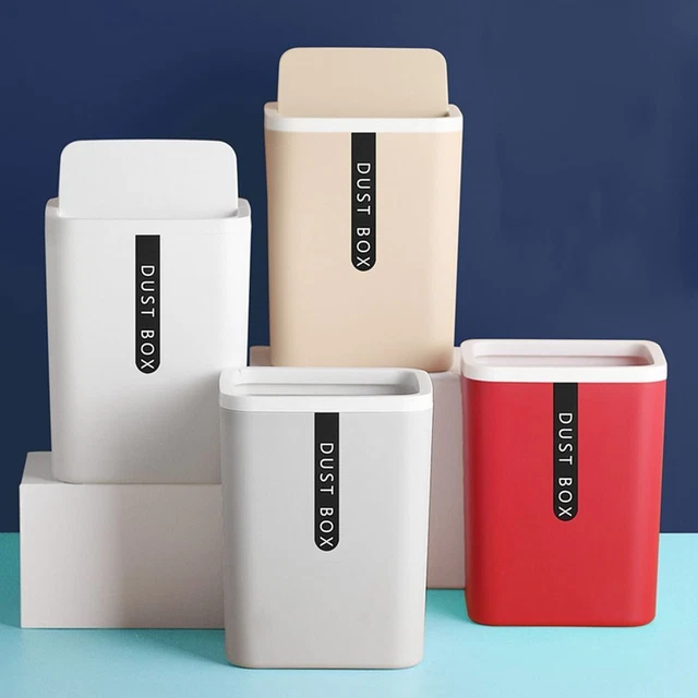 Lid Dustbin Office Desktop Garbage Basket Trash Can Sundries Barrel Waste Bin