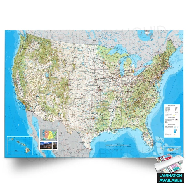 USA MAP Wall Chart Map of The - USA United States Map Educational Teaching Wall Chart.webp
