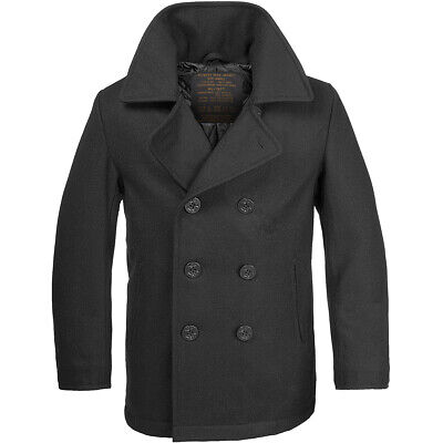 Stile Vintage Us Navy Pea Coat Hombres Giacca Classic Army Reefer Cappotto Nero