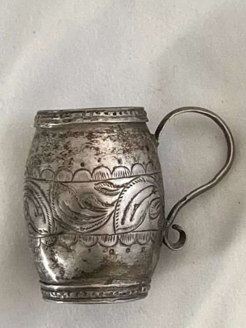 18th/19th Century Spanish Colonial American Toy Childs Silver mug cup 3” 4.9 oz