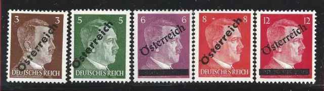 1945 AUSTRIA - Hitler Uberdruckto Ostereich , n. 434/538 5 werten MNH**